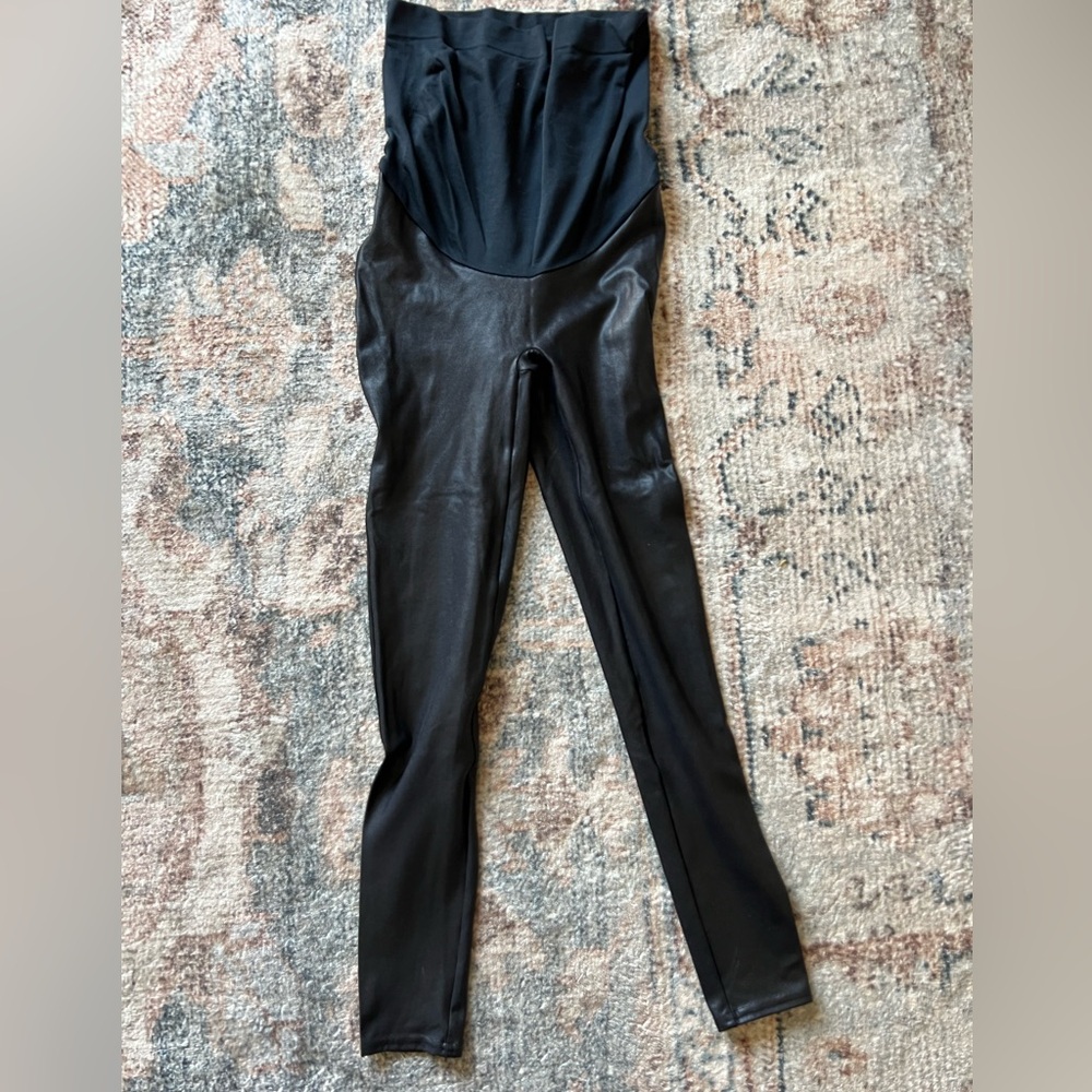 Spanx faux leather maternity leggings